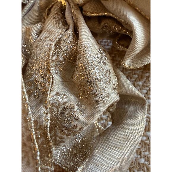 (2) brown burlap snowflake Christmas bows - Picture 4 of 12